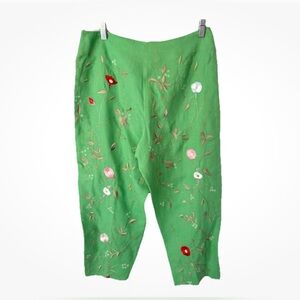 CJ Laing Southampton Vibrant Green Linen Pants size 10